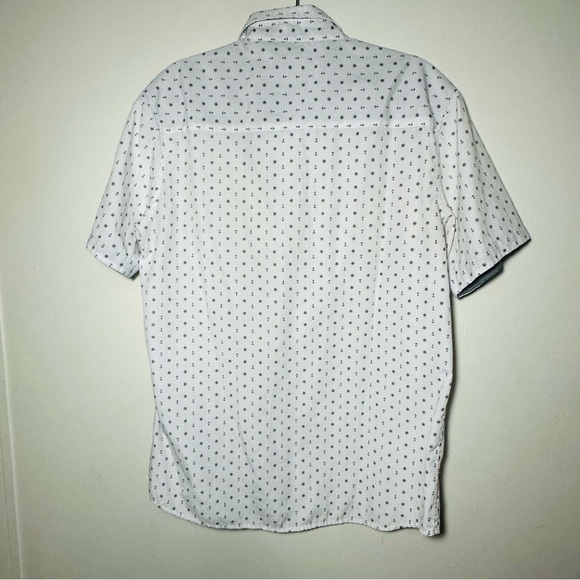 Sahara Club Mens Short Sleeve Button Down Shirt with Anchors Ship Wheels Pattern - Picture 7 of 8